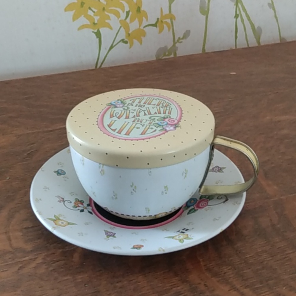 Mary Engelbreit metal tea & saucer set